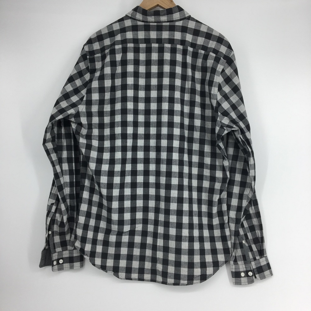 Express Men Black Checked Plaid Button Up Shirt - image 6